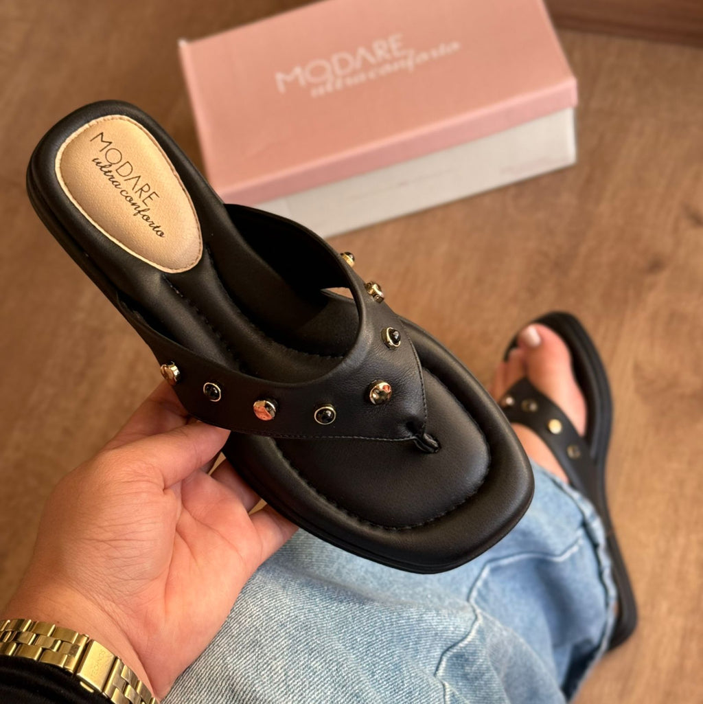 Sandália Modare Rasteirinha Detalhes Dourado 7212.104