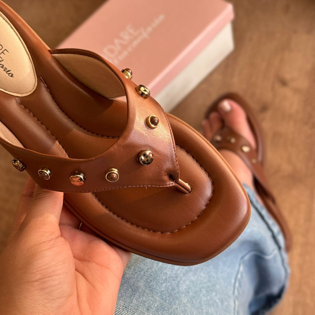 Sandália Modare Rasteirinha Detalhes Dourado 7212.104