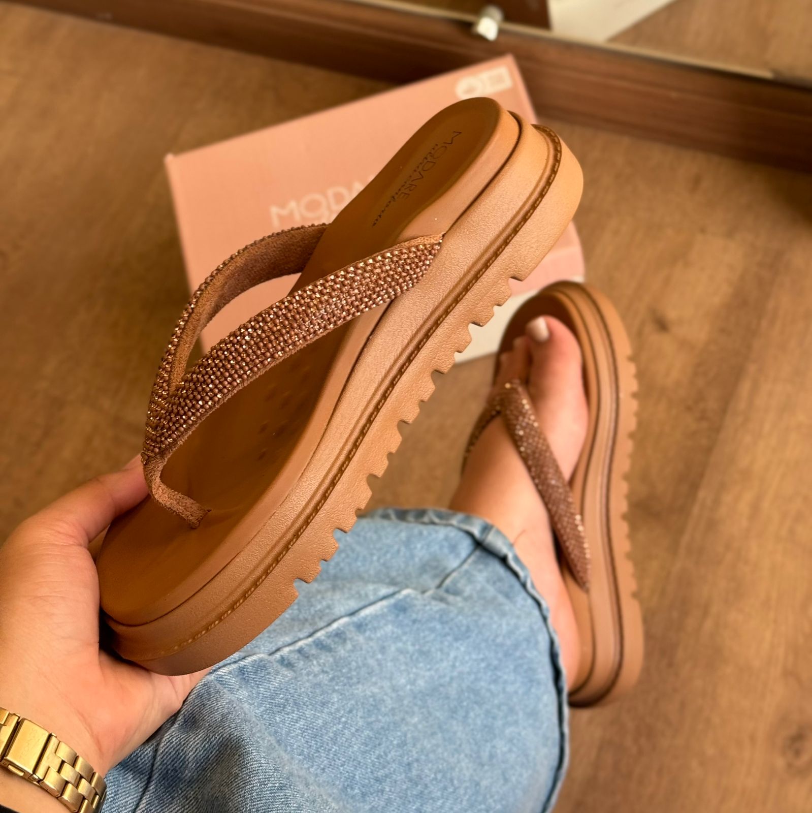 Sandália Modare Plataforma Tiras Em Strass 7200.110